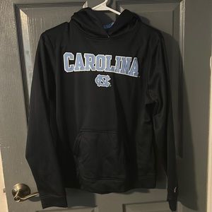 Champion boys UNC hoodie, size M, color: navy blue w/ baby blue lettering.